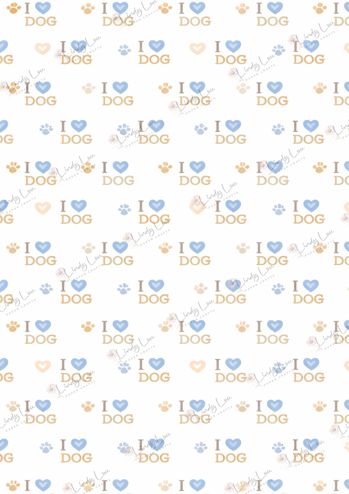 A4 Single Sheet - Pawsitively Adorable - Love my Puppy (Blue)