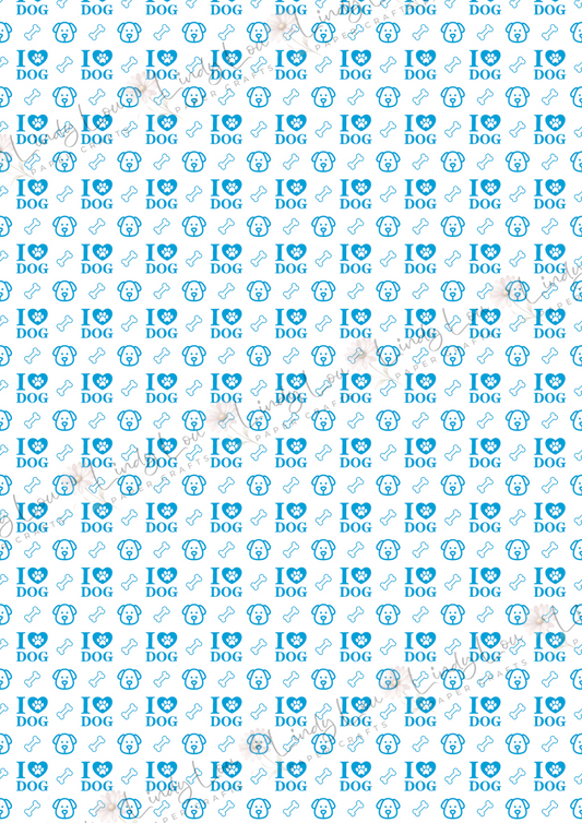 A4 Single Sheet - Pawsitively Adorable - Love my Puppy Blue