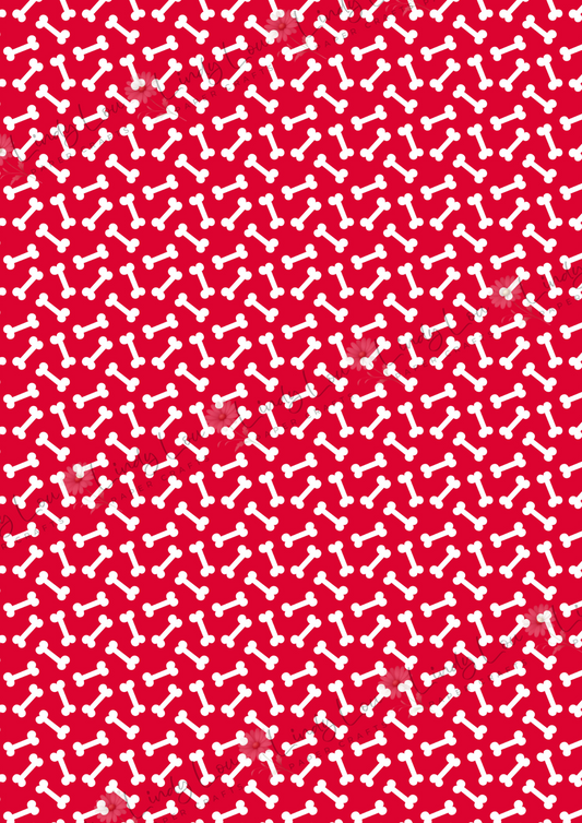 A4 Single Sheet - Barking Adorable - Red Bones