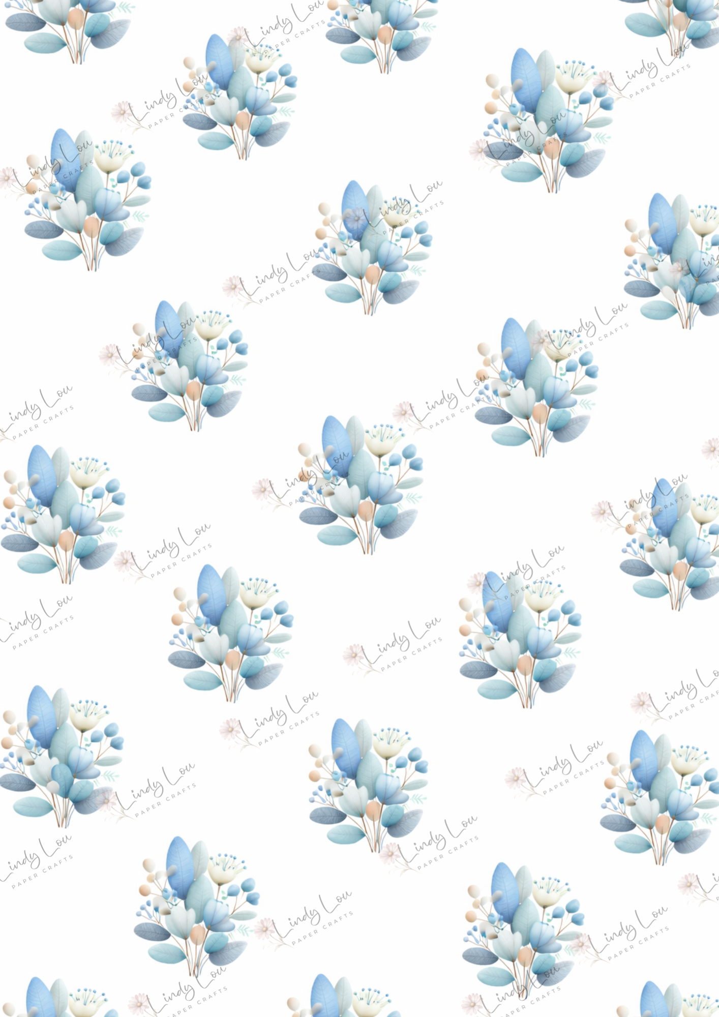 A4 Single Sheet - Little Goose Adventures - Soft Blue Blooms