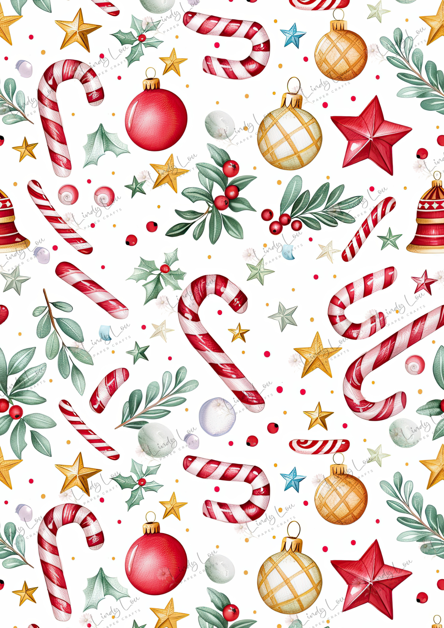 A4 Single Sheet - Aussie Christmas - Candy Cane Wishes