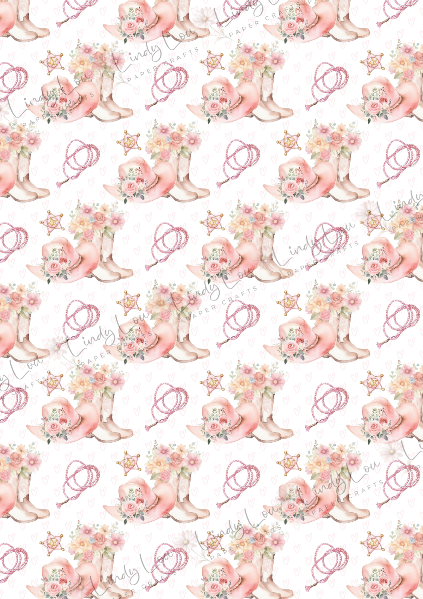 A4 Single Sheet - Cute Little Cowgirl - Boots & Hat