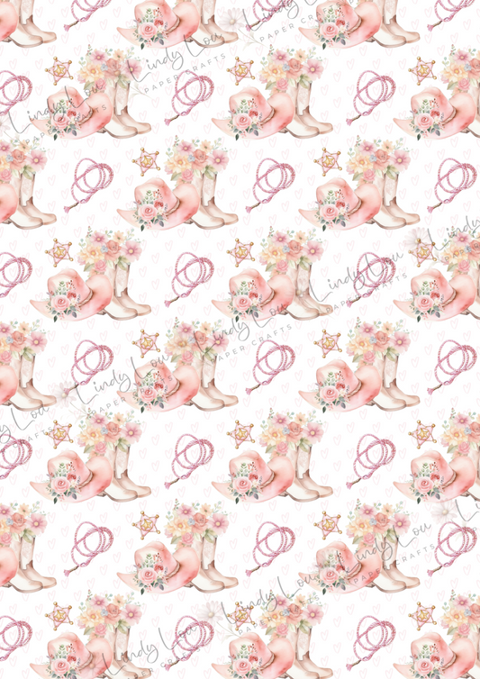 A4 Single Sheet - Cute Little Cowgirl - Boots & Hat