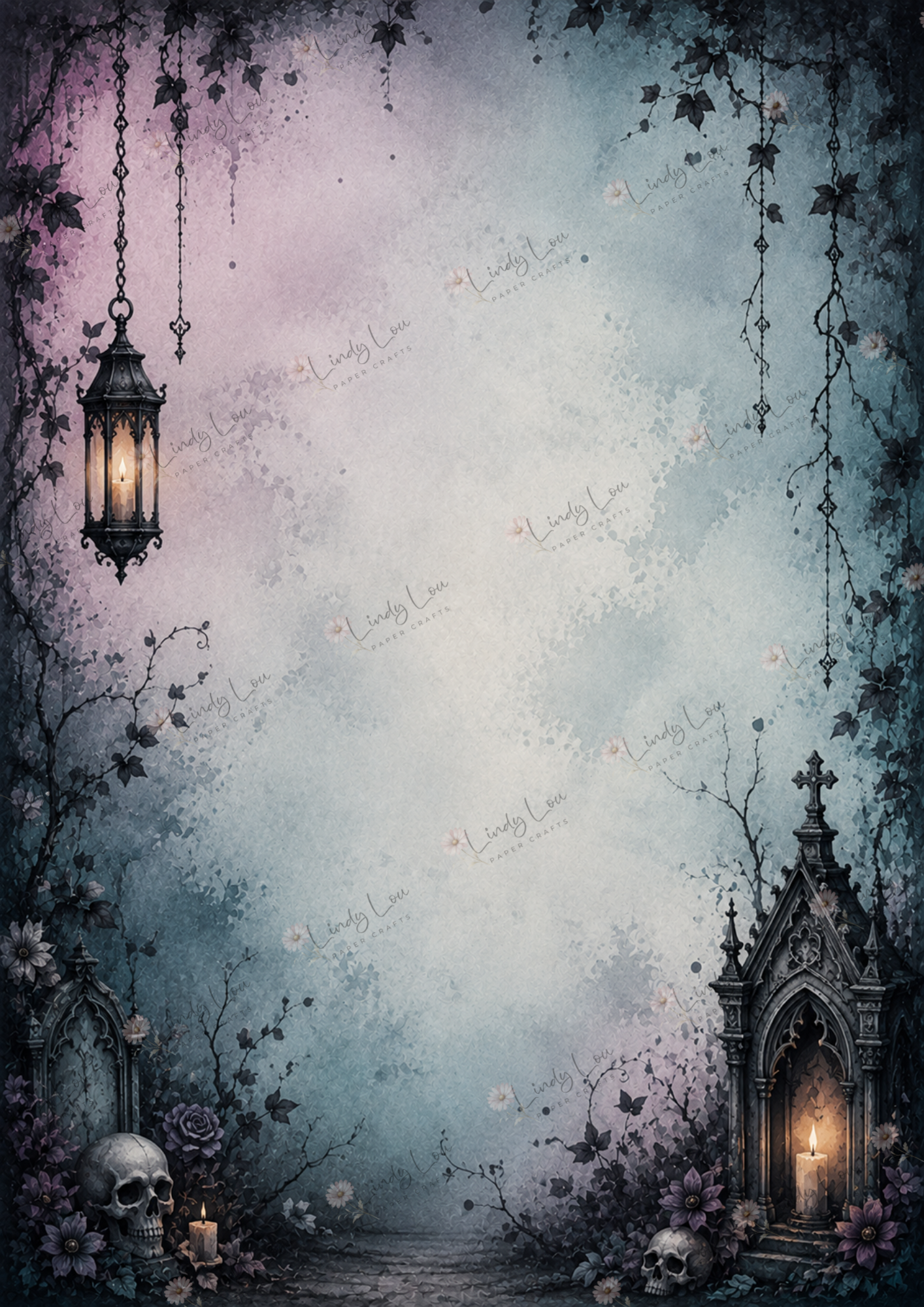 A4 Single Sheet - Gothic Girl Dreams - Moonlit Mausoleum
