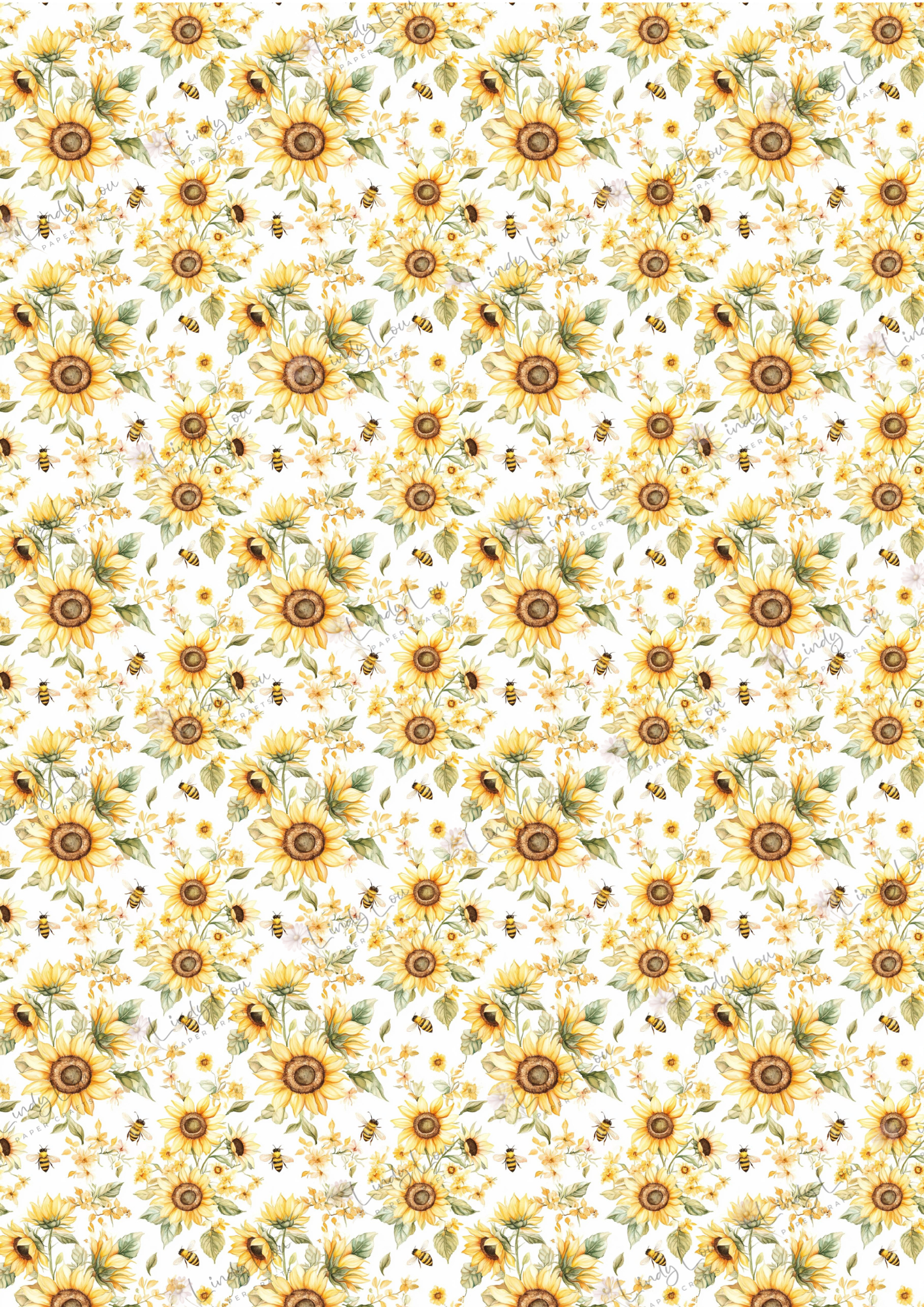 A4 Single Sheet - Sunflower Dreams - Golden Harmony