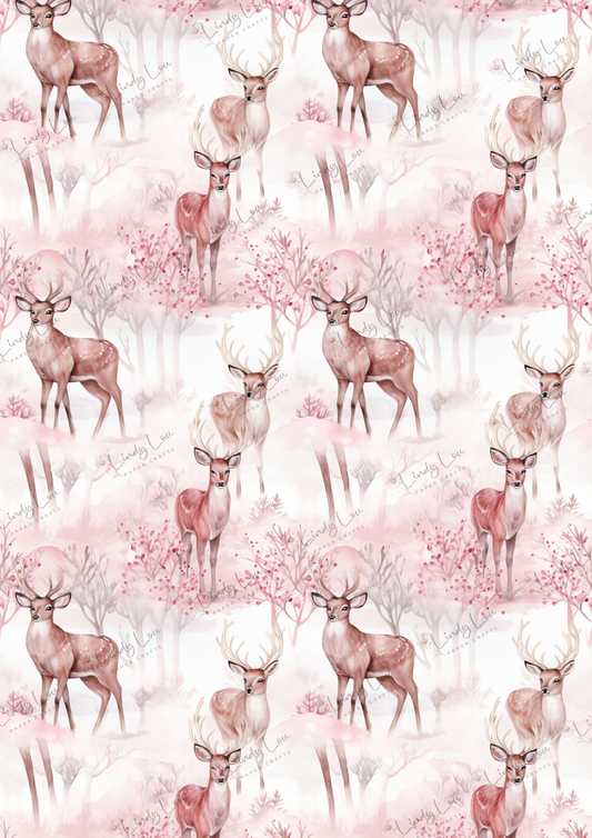 A4 Single Sheet - Pink Christmas - Enchanted Woodland