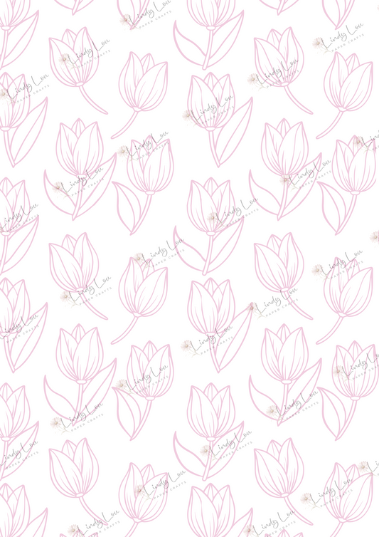 A4 Single Sheet - Tiptoe Through The Tulips - Tulip Dance Purple