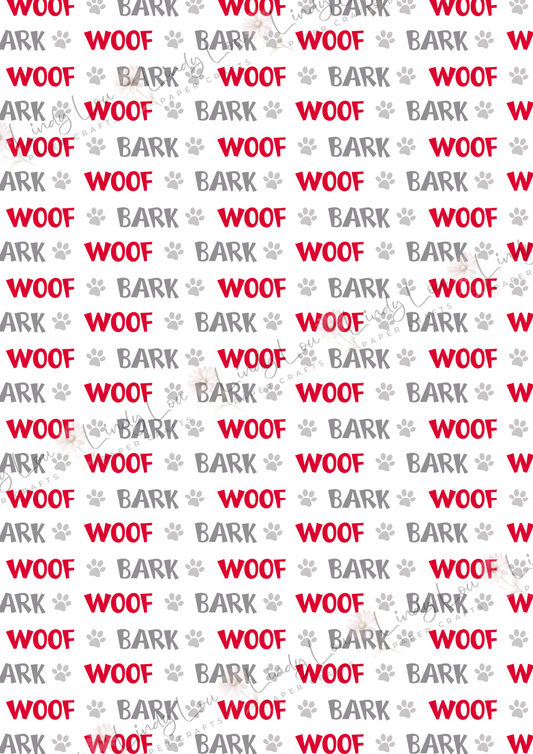 A4 Single Sheet - Barking Adorable - Red Woof