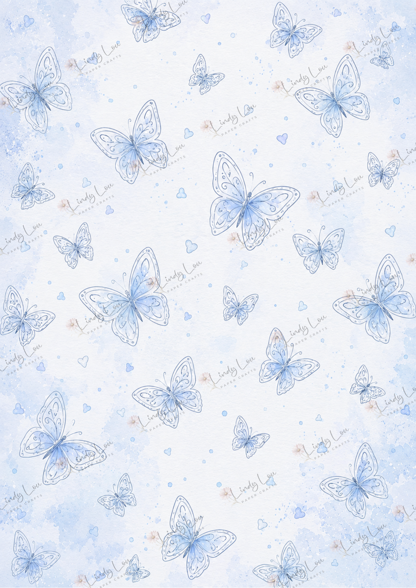 A4 Single Sheet - Butterfly Kisses & Quirky Wishes - Butteerfly Whispers