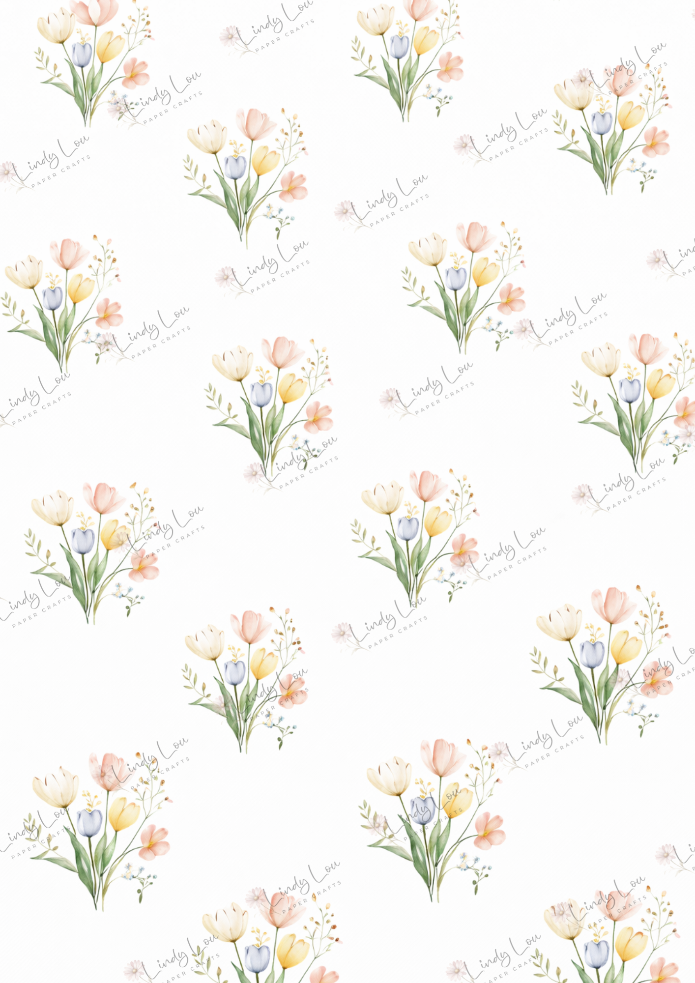 A4 Single Sheet - Little Goose Adventures - Pastel Tulip Posies
