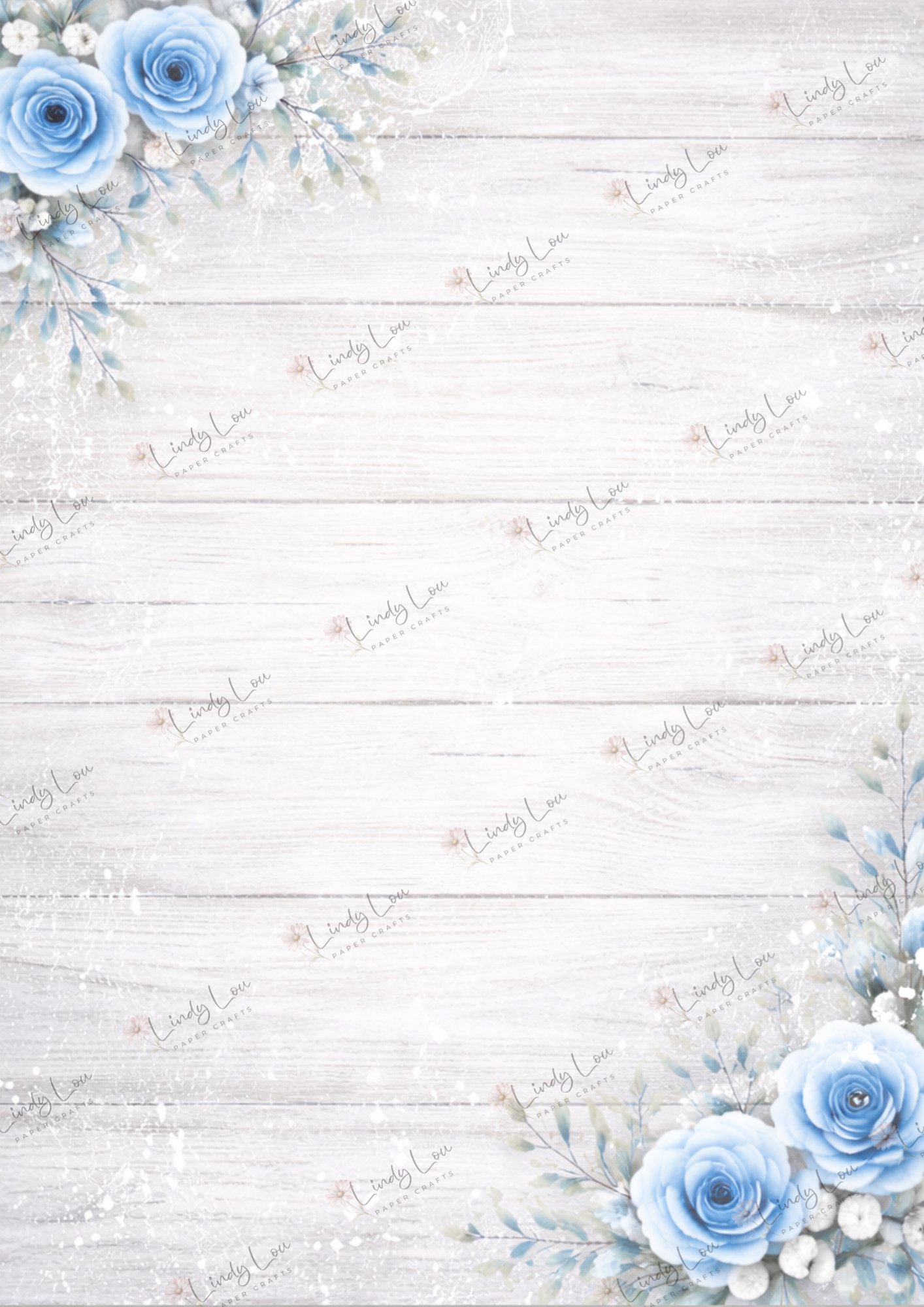 A4 Single Sheet - Whispers in Blue - Whispered Wood