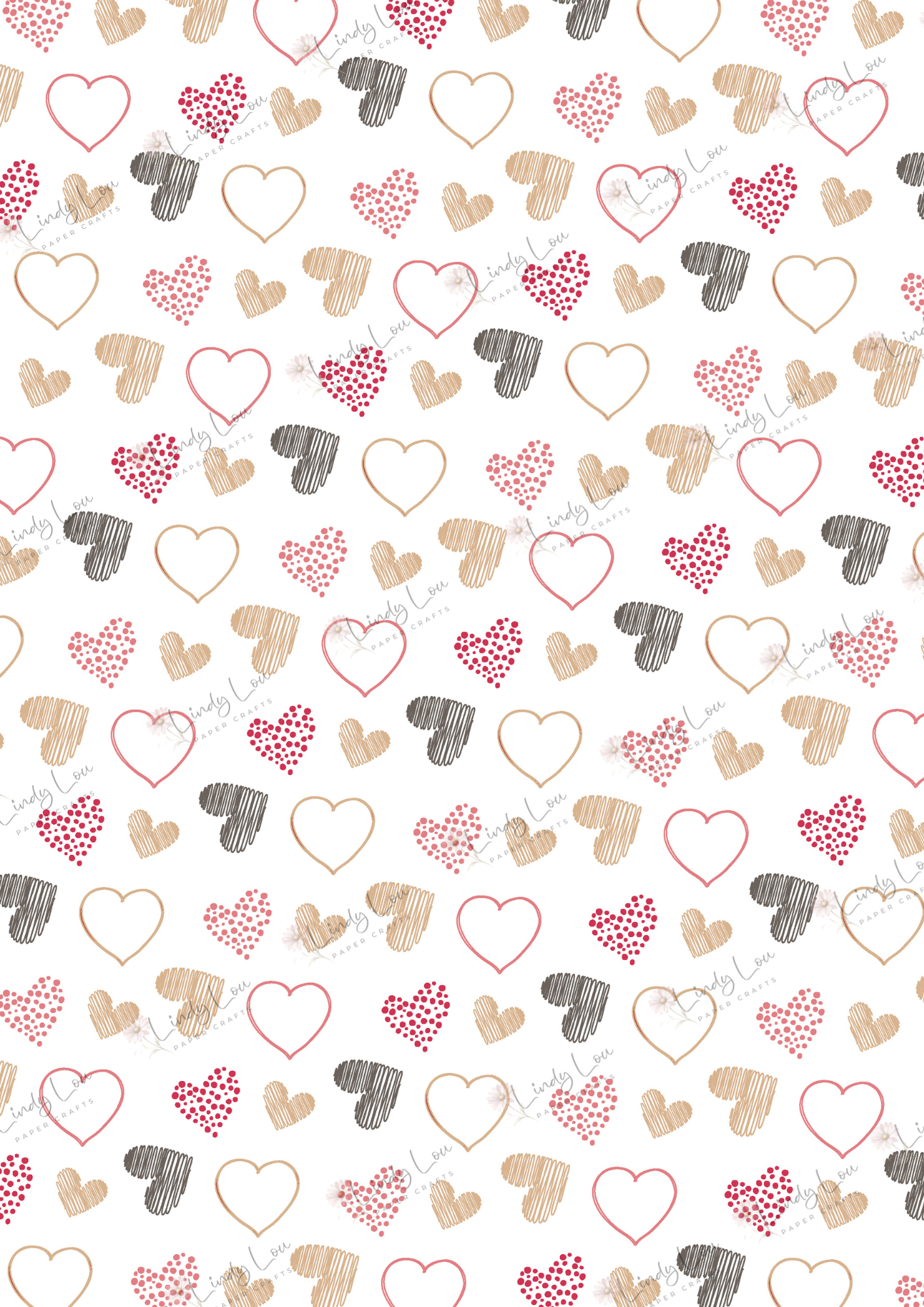 A4 Single Sheet - My Best Friend - Doodle Hearts