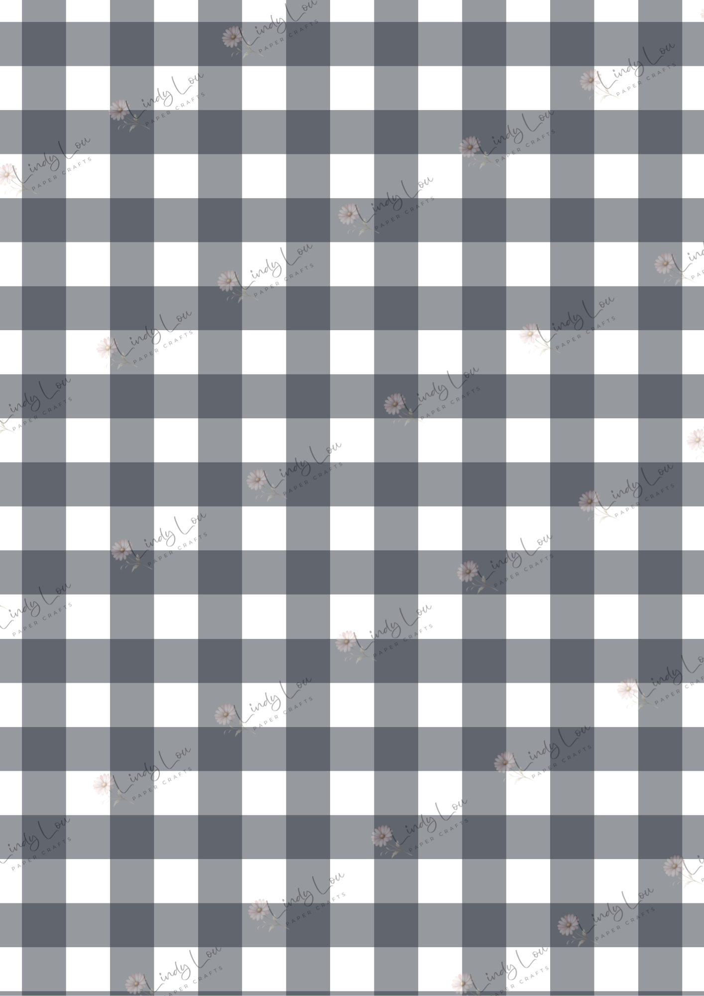 A4 Single Sheet - Paws & Whiskers - Grey Plaid