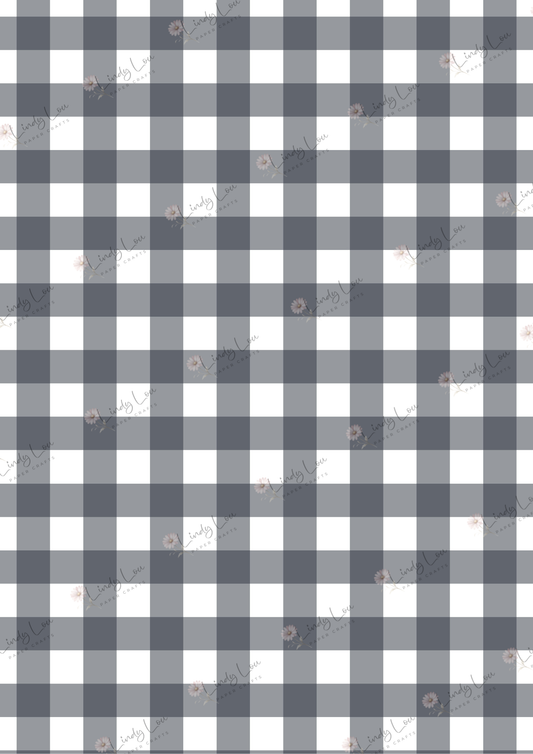 A4 Single Sheet - Paws & Whiskers - Grey Plaid