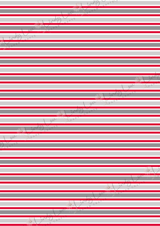 A4 Single Sheet - Barking Adorable - Red/Grey Stripe