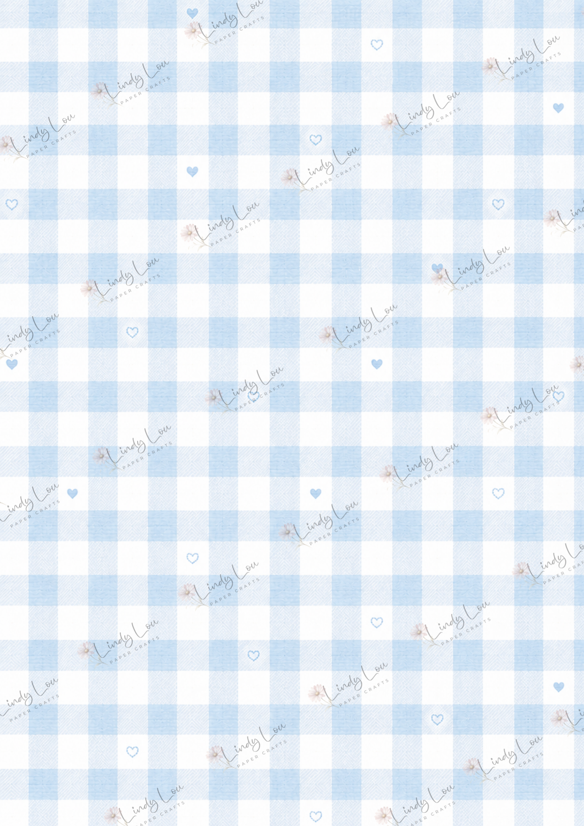 A4 Single Sheet - Daisy Girls - Blue Gingham Love