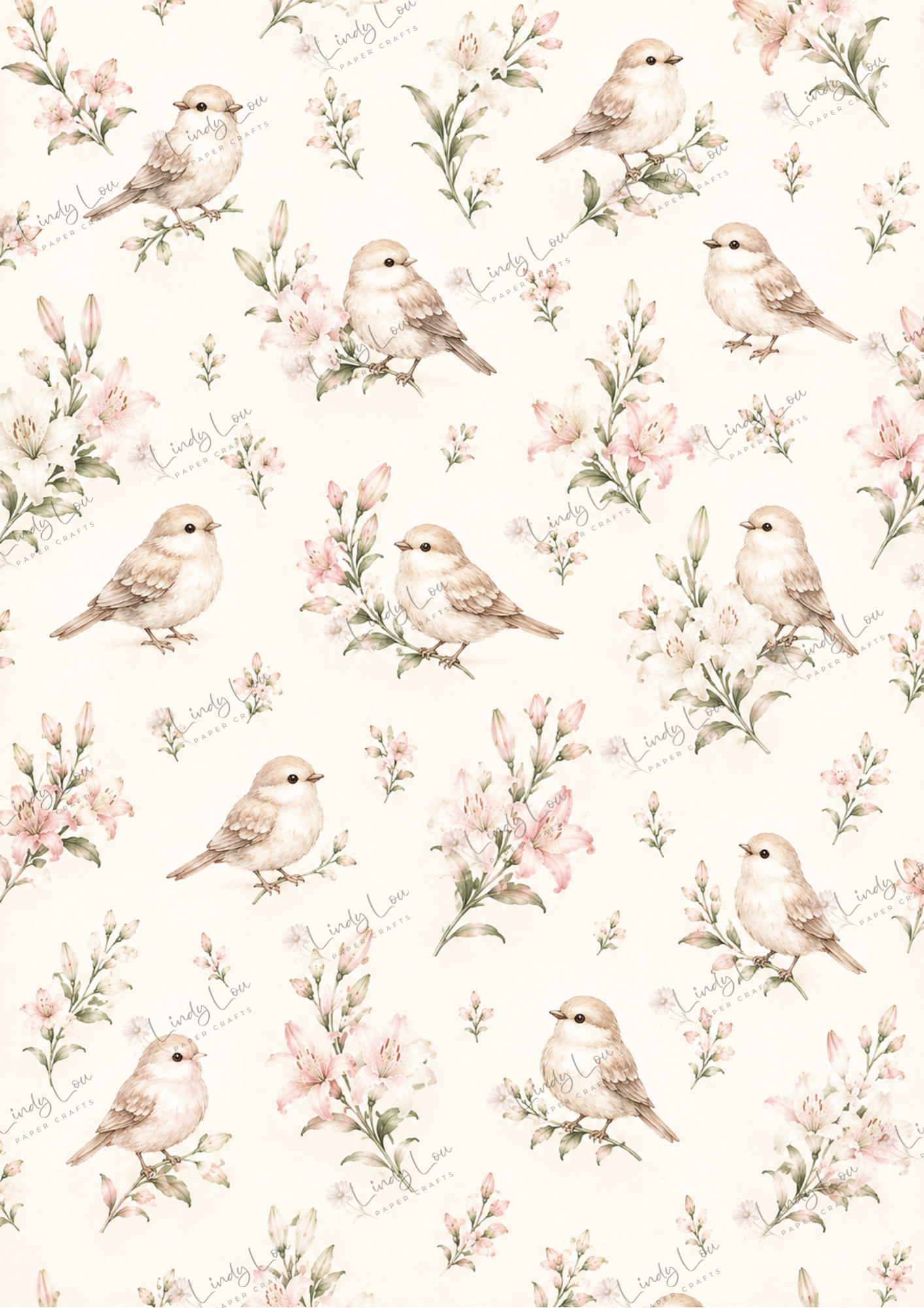 A4 Single Sheet - Lily's Cottage - Garden Songbirds
