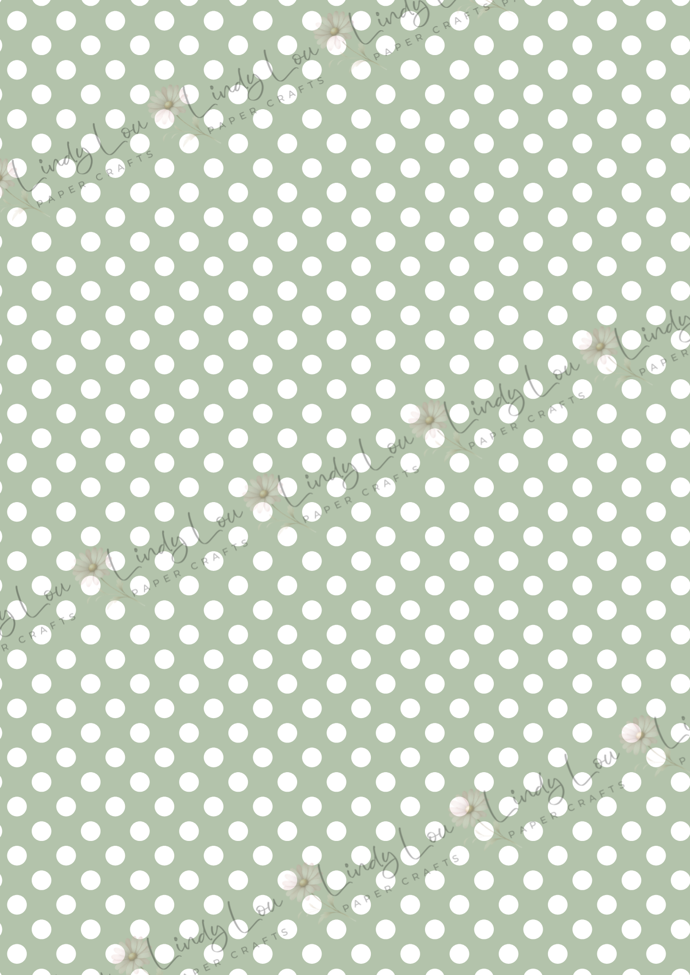 A4 Single Sheet - Blossom & Bluebirds - Green Dots