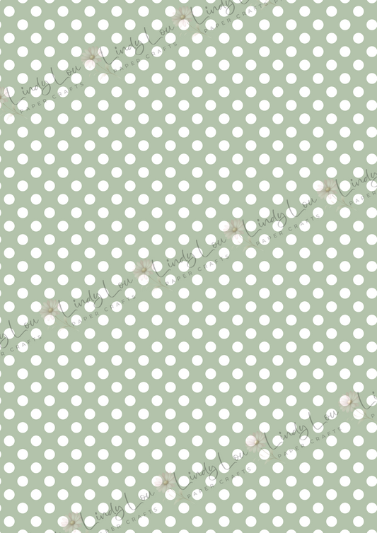 A4 Single Sheet - Blossom & Bluebirds - Green Dots