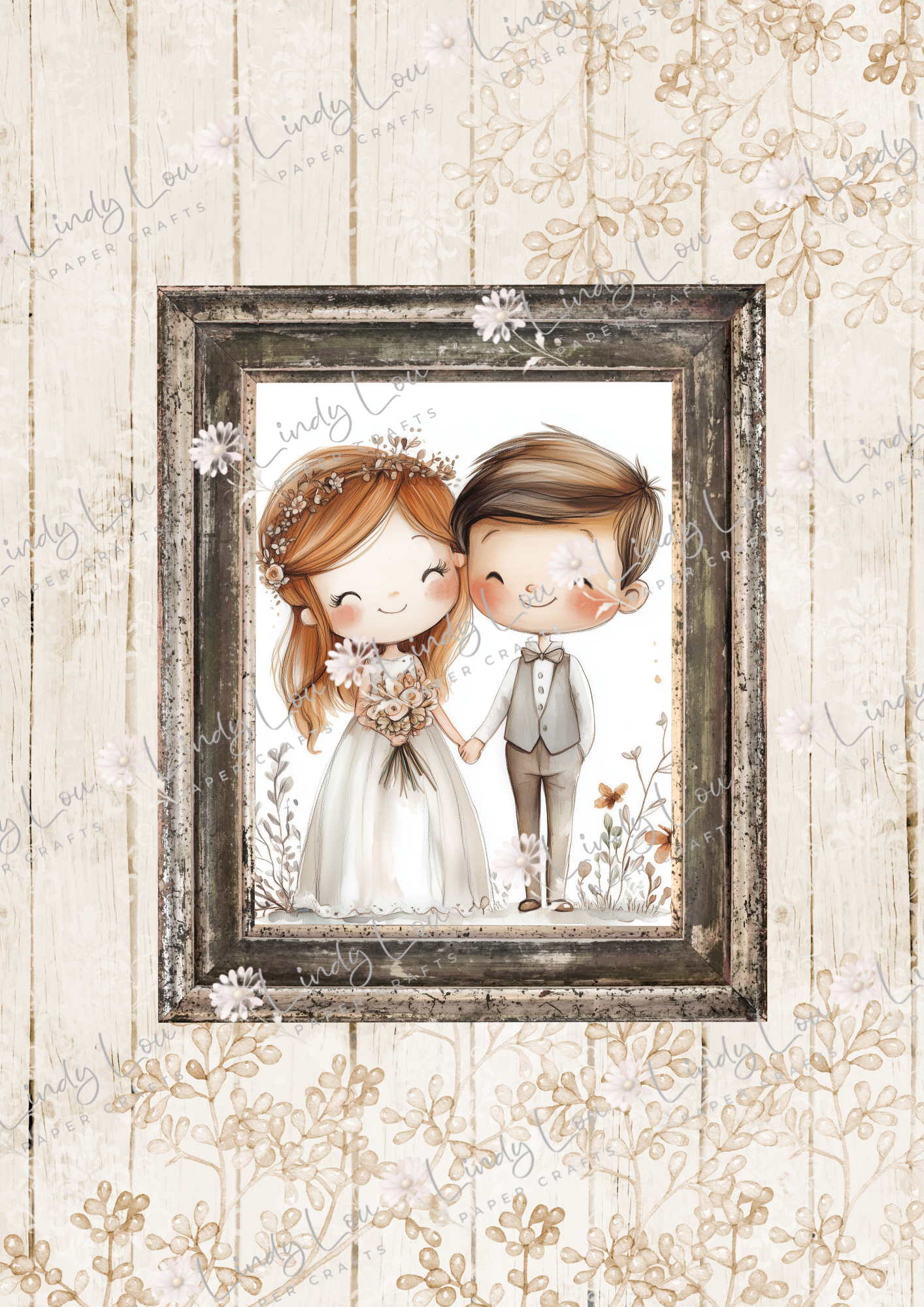 A4 Single Sheet - Tied with a Kiss - Rustic Romance