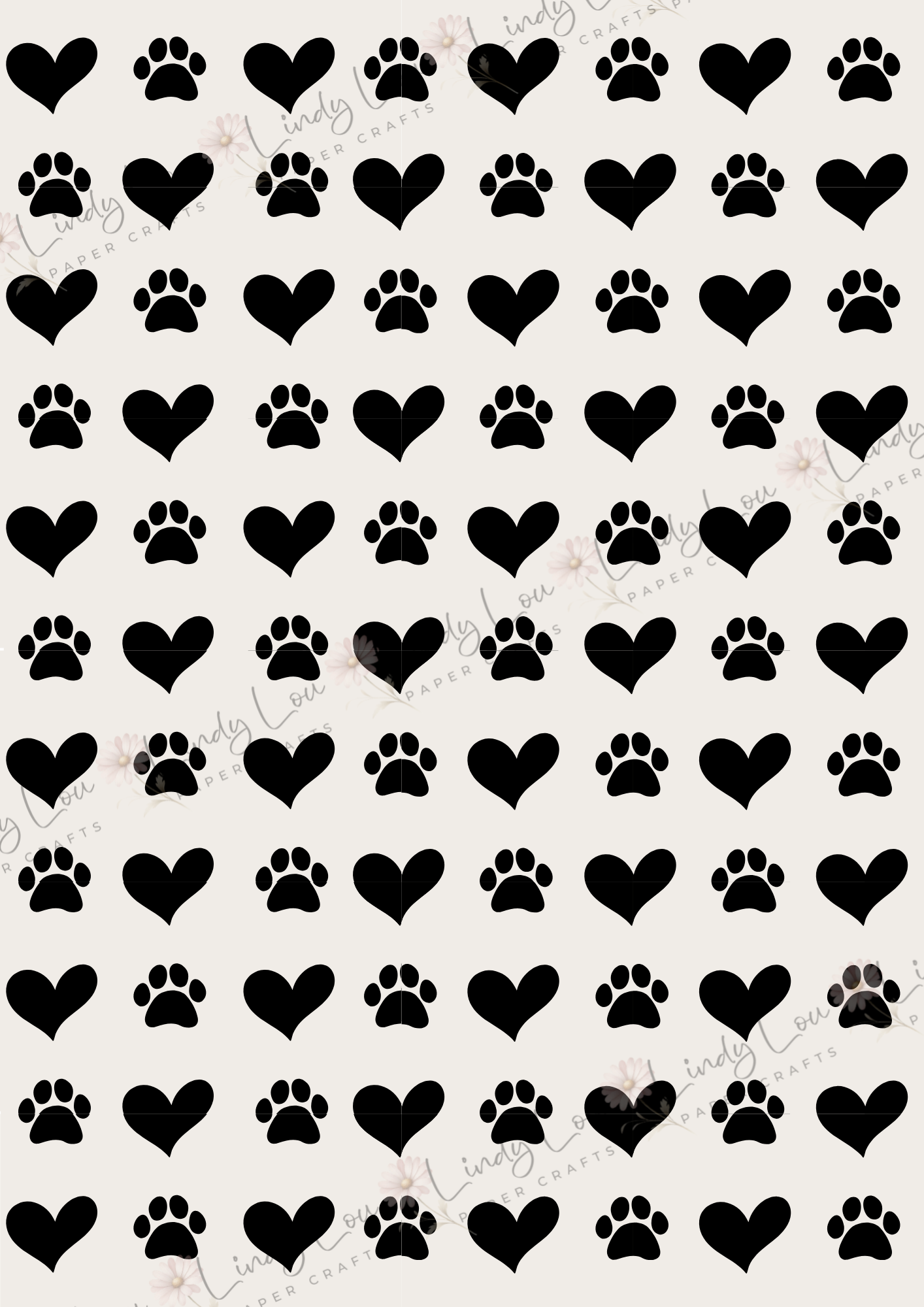 A4 Single Sheet - Paws & Whiskers - Pawprints of Love