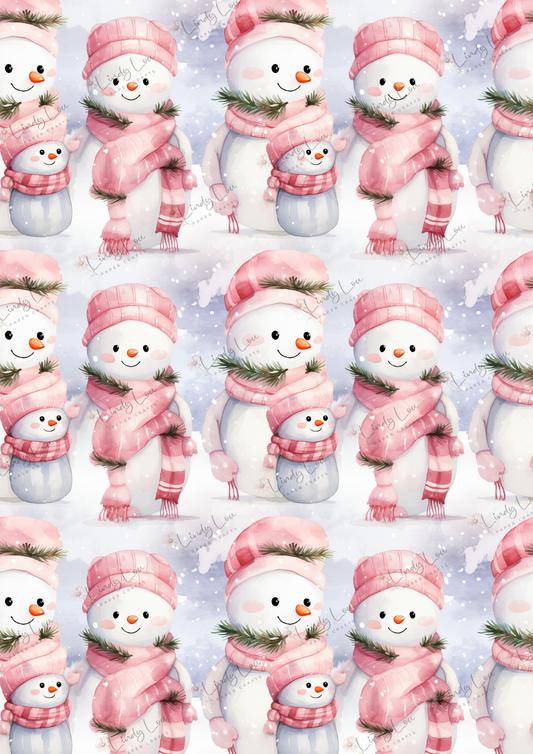 A4 Single Sheet - Pink Christmas - Frosty Friends