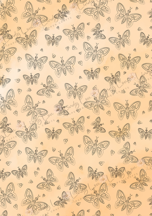 A4 Single Sheet - Butterfly Kisses & Quirky Wishes - Golden Flutterdance