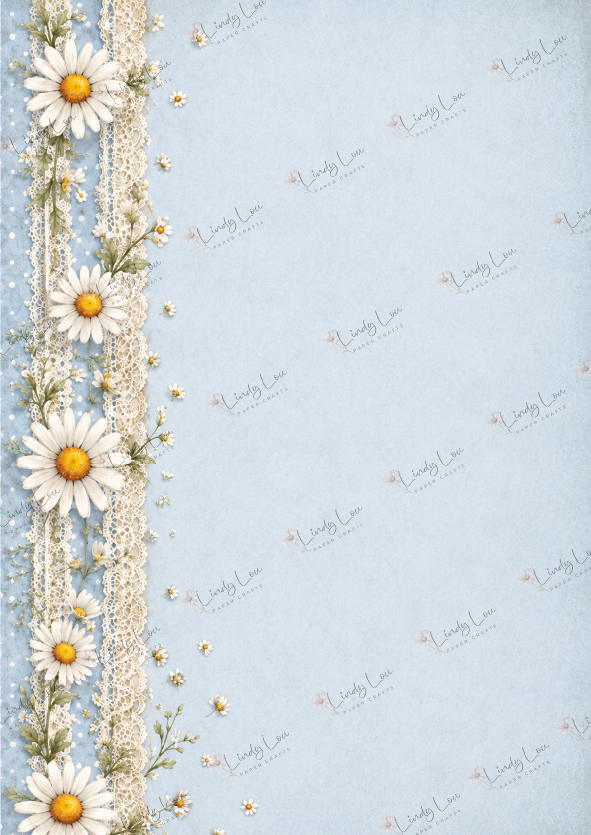 A4 Single Sheet - Daisy Girls - Daisy Lace Blue