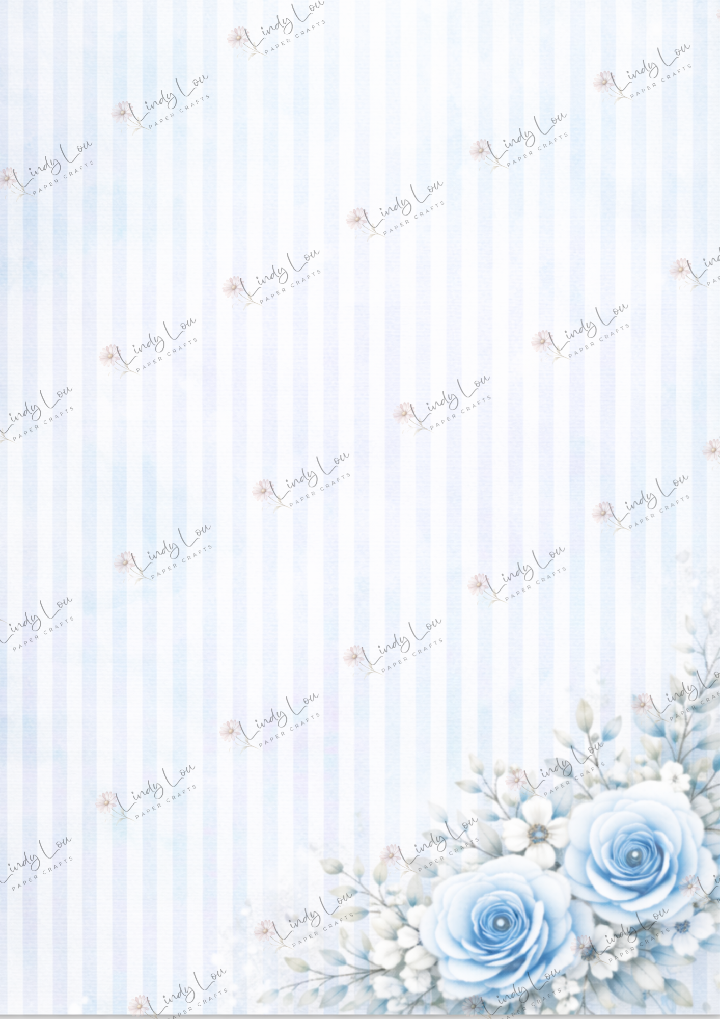 A4 Single Sheet - Whispers in Blue - Petals & Stripes