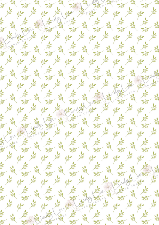 A4 Single Sheet - Dino Saurus - Green Leaves