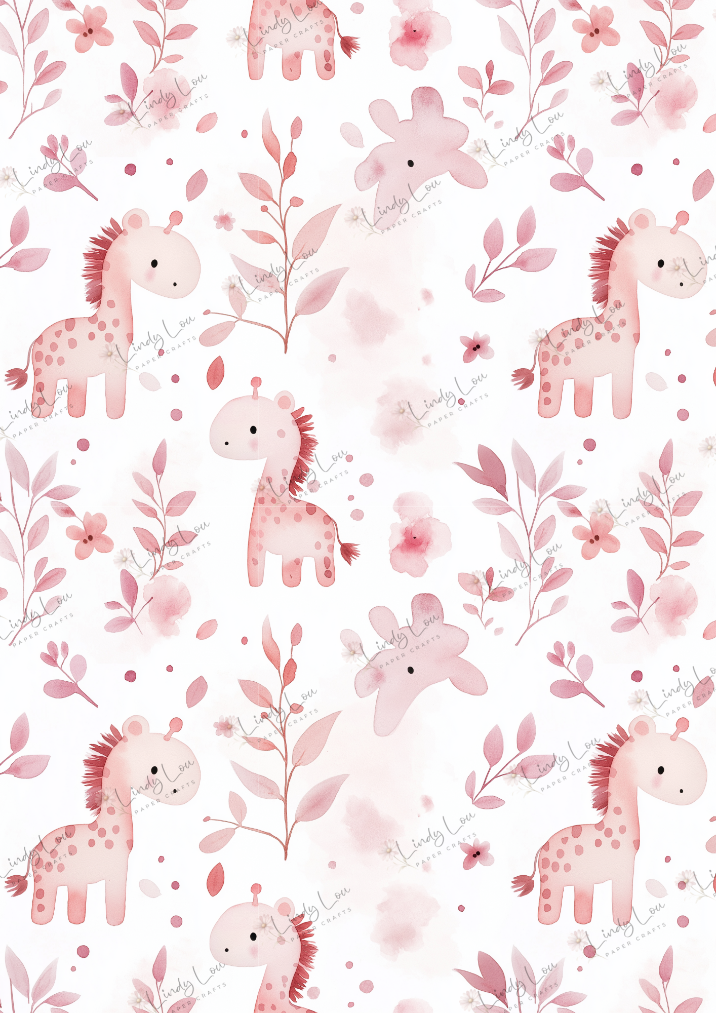 A4 Single Sheet - Sweet Baby Girl - Giggly Giraffes