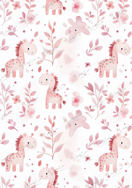 A4 Single Sheet - Sweet Baby Girl - Giggly Giraffes