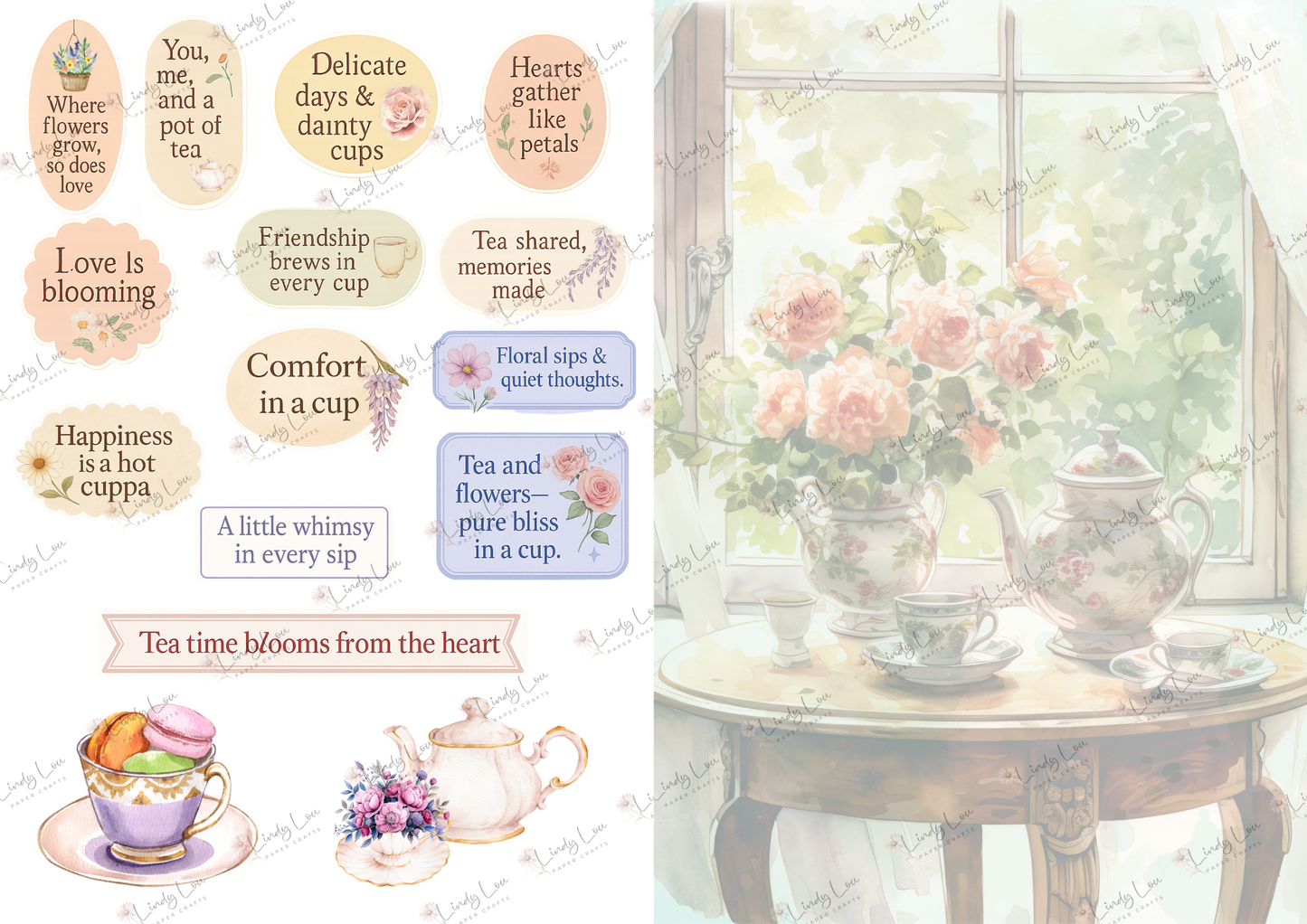 A4 Paper Collection - TeaCup Garden