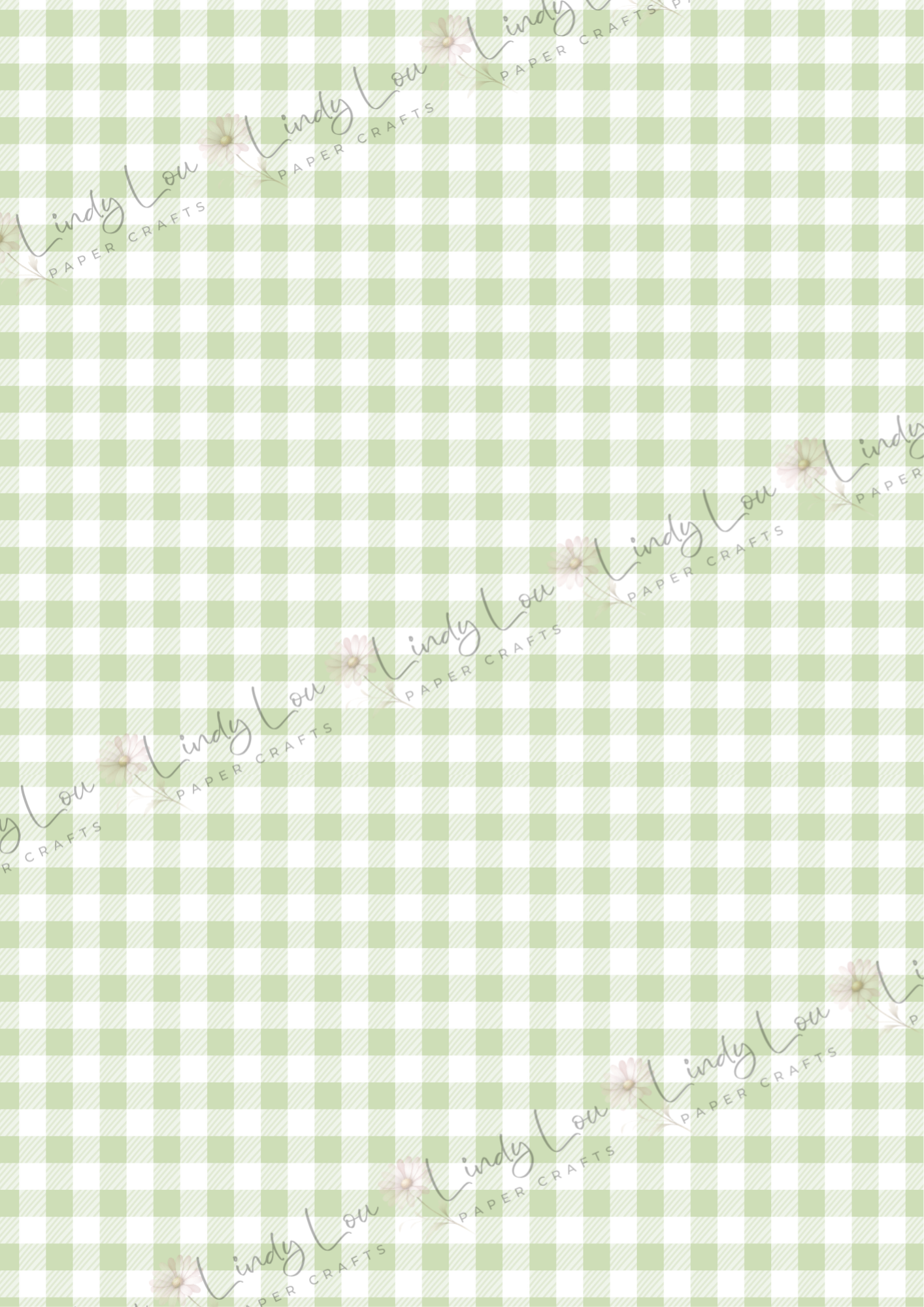 A4 Single Sheet - Daisy Girls - Green Gingham