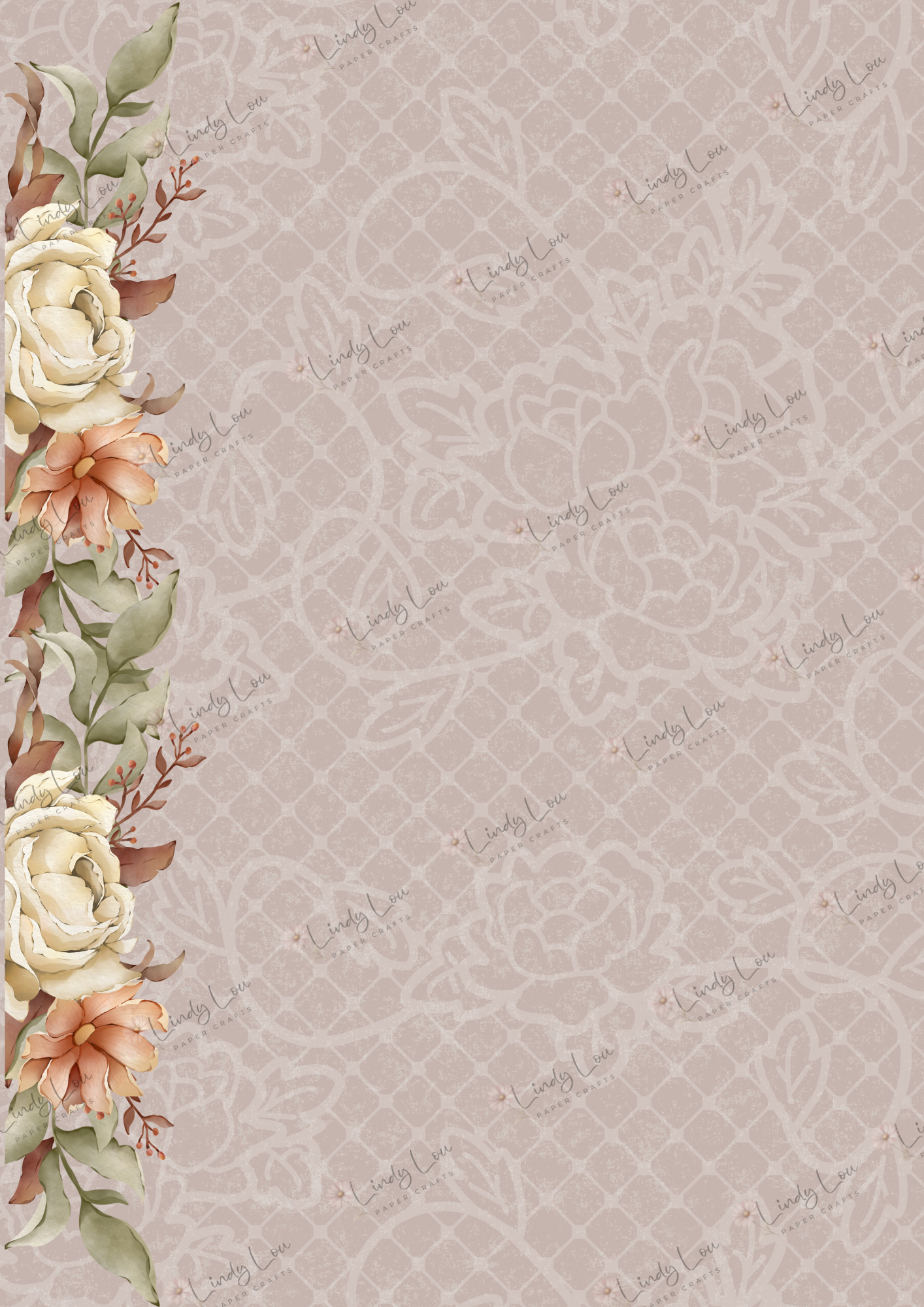 A4 Single Sheet - Tied with a Kiss -  Rustic Romance