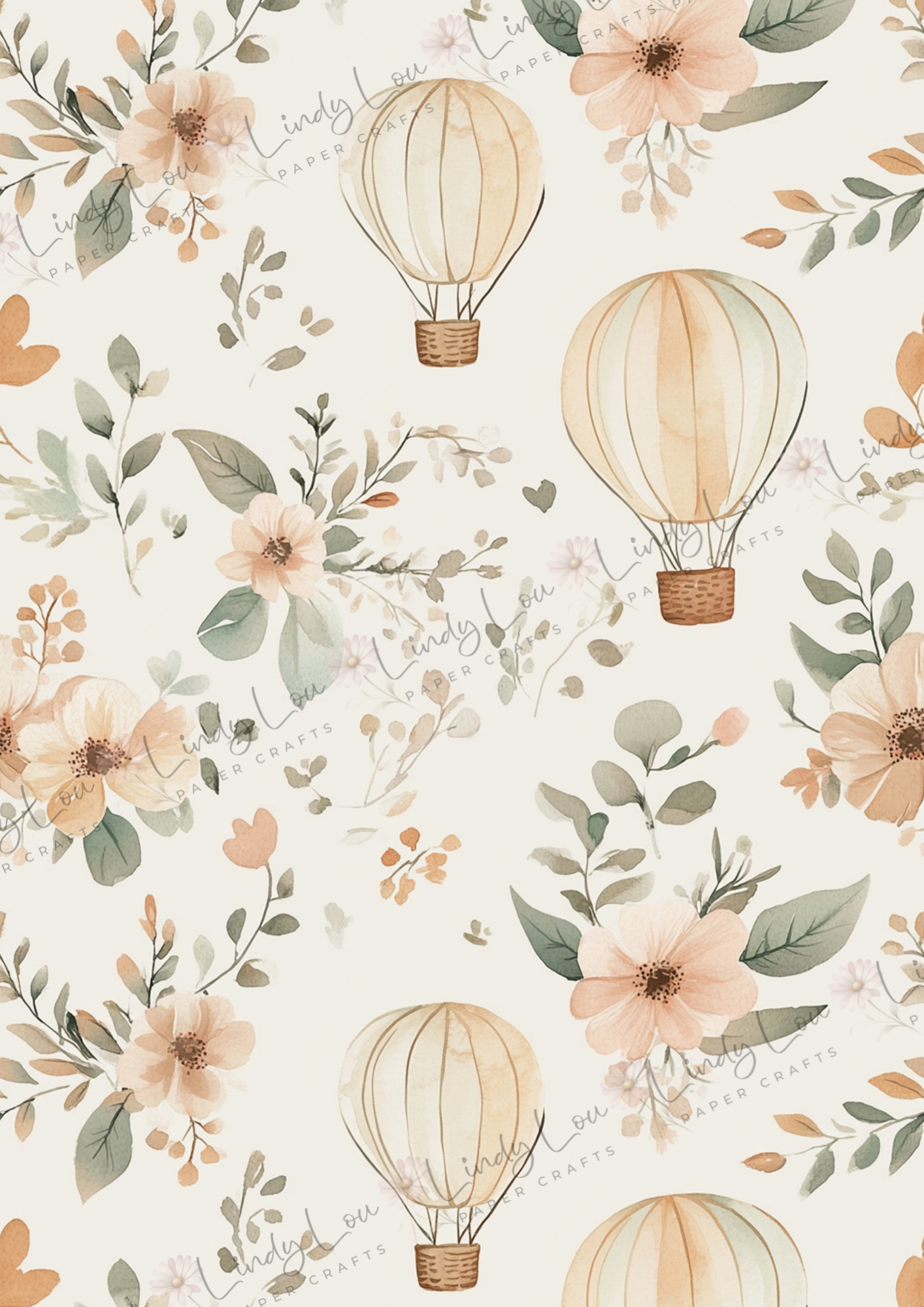 A4 Single Sheet - Boho Baby - Balloon Meadow