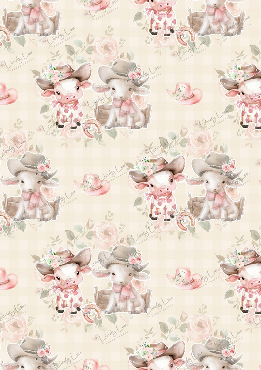 A4 Single Sheet - Cute Little Cowgirl - Moo Dance