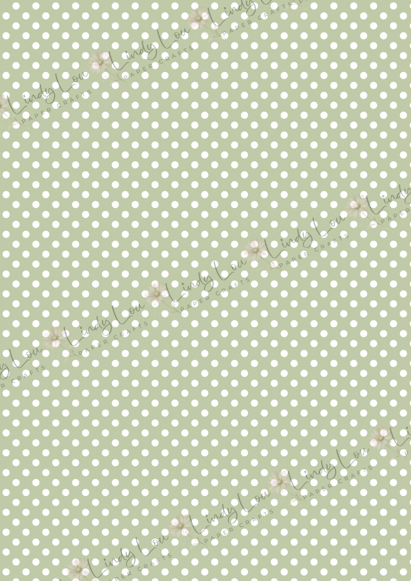 A4 Single Sheet - Dino Saurus - Green Poka Dots