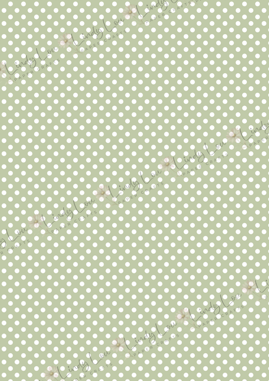 A4 Single Sheet - Dino Saurus - Green Poka Dots