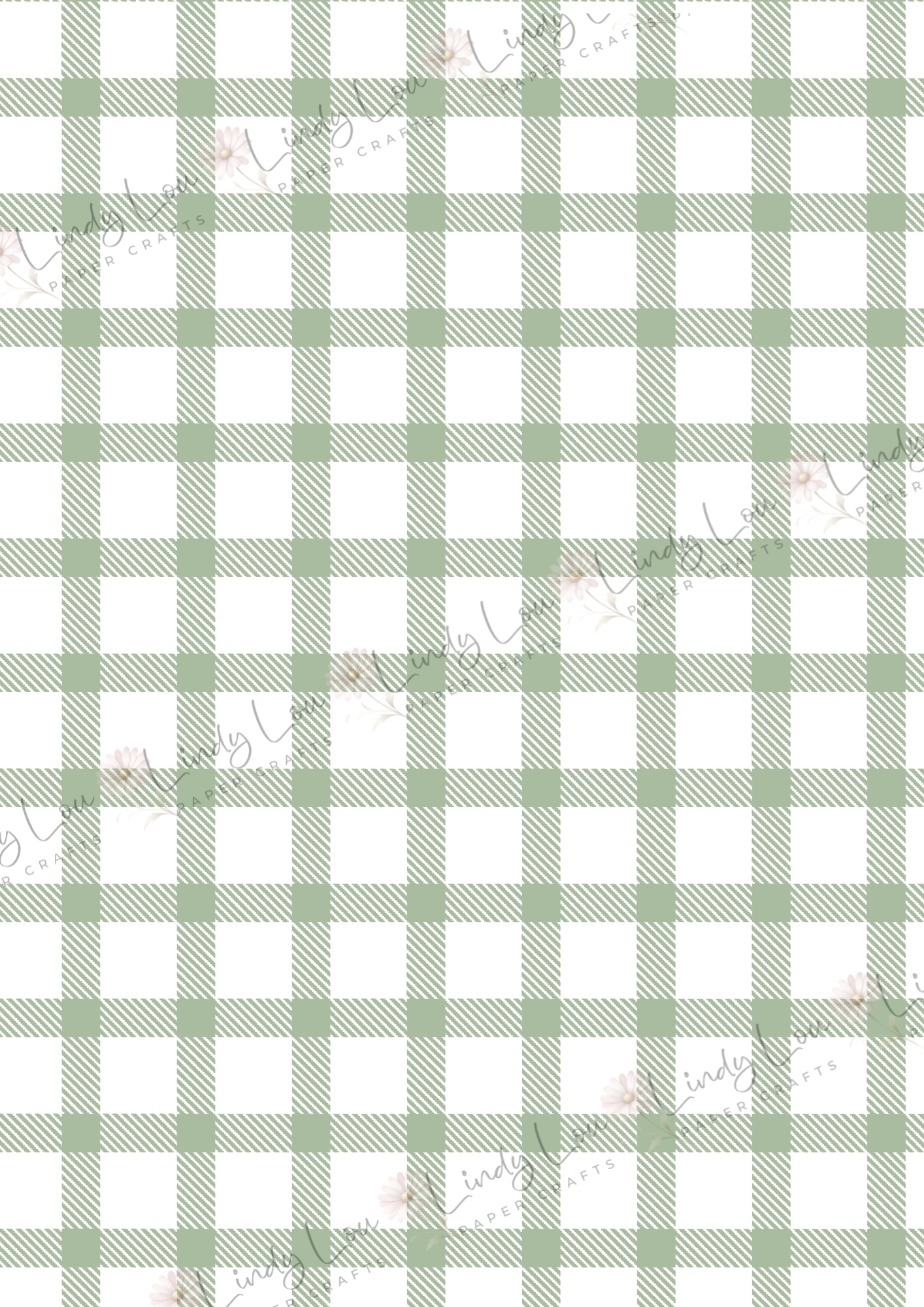 A4 Single Sheet - Blossom & Bluebirds - Green Check (no image)