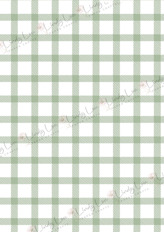 A4 Single Sheet - Blossom & Bluebirds - Green Check (no image)