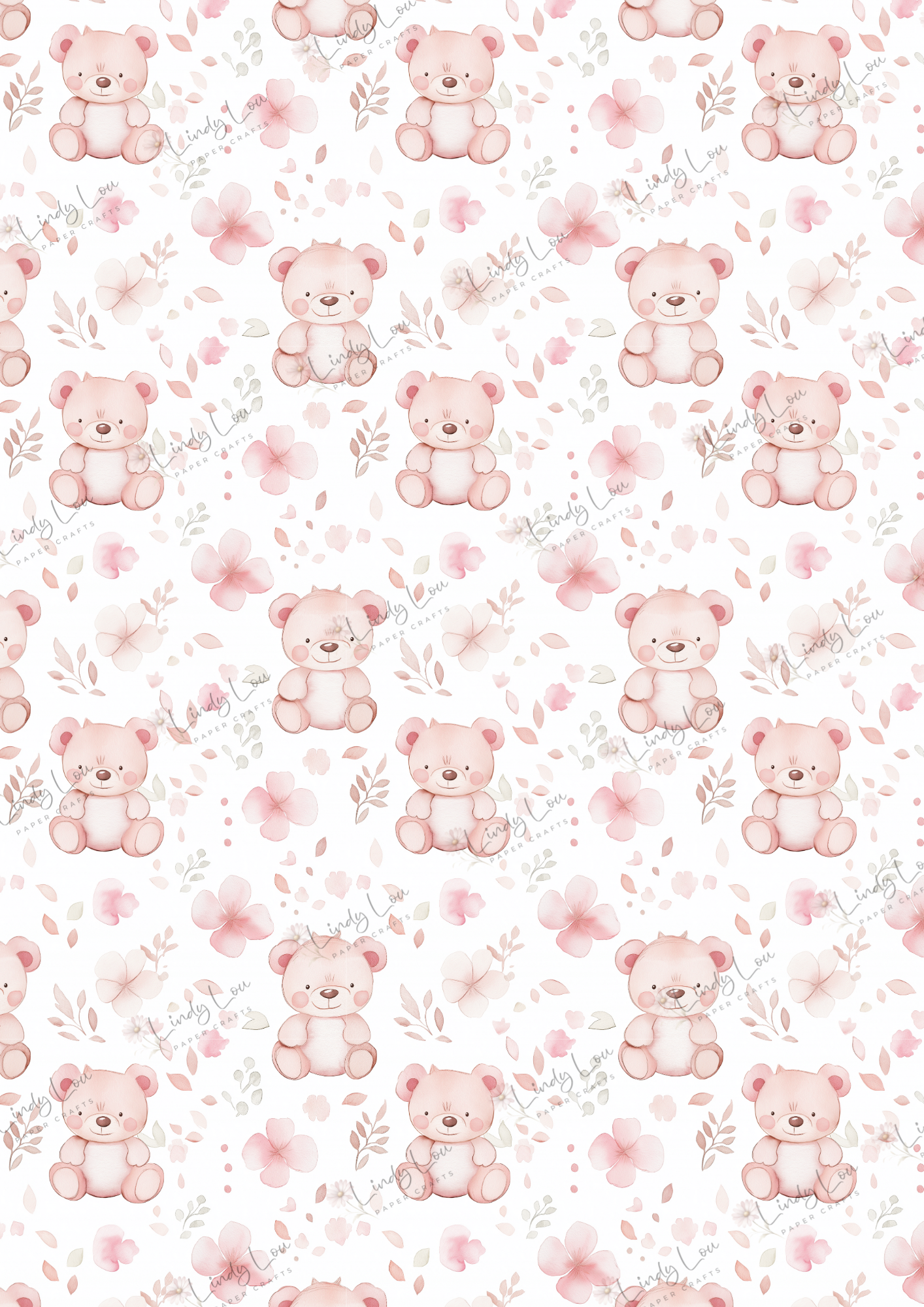 A4 Single Sheet - Sweet Baby Girl - Giggly Bears