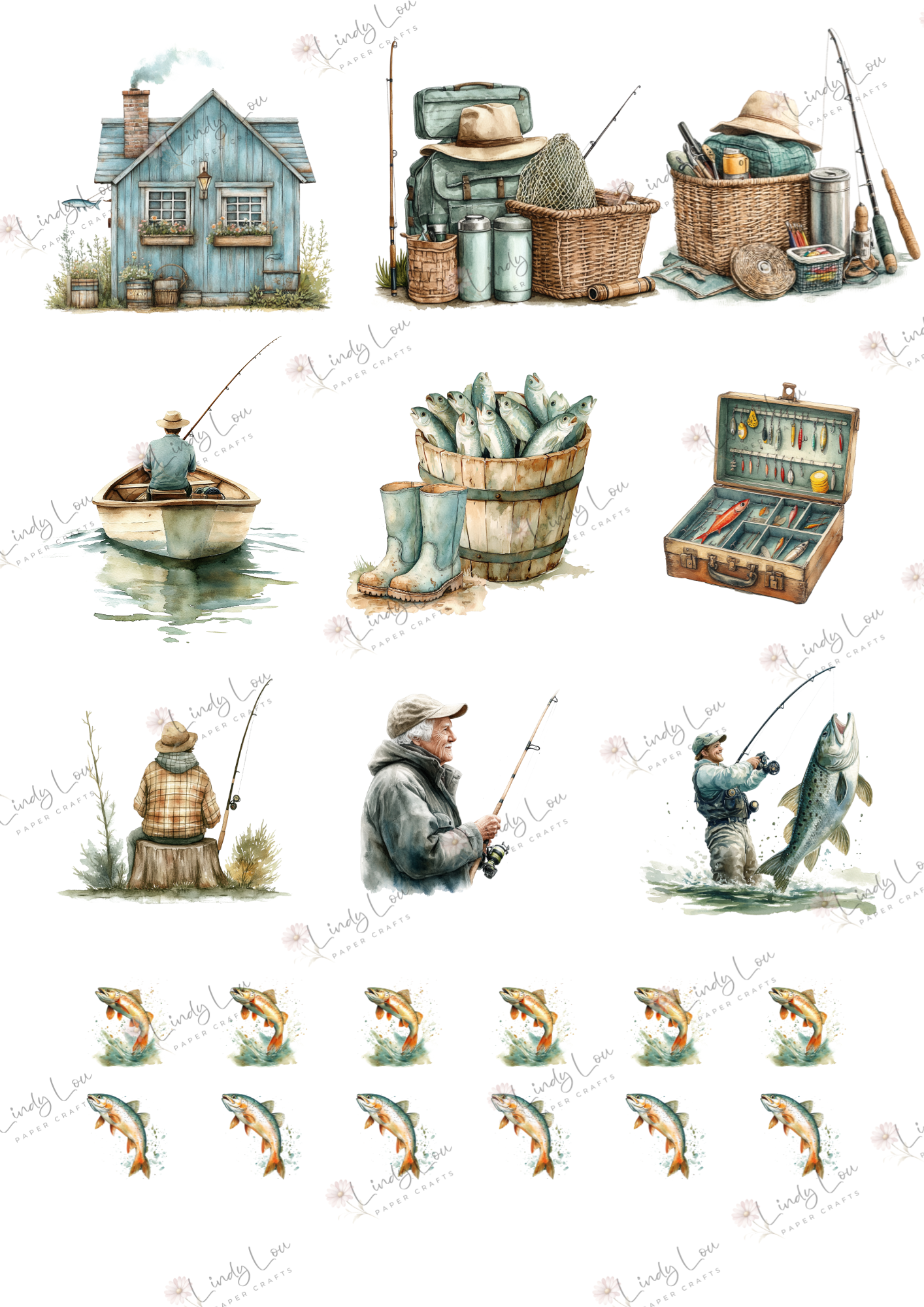 A6 Card Kit - Gone Fishing
