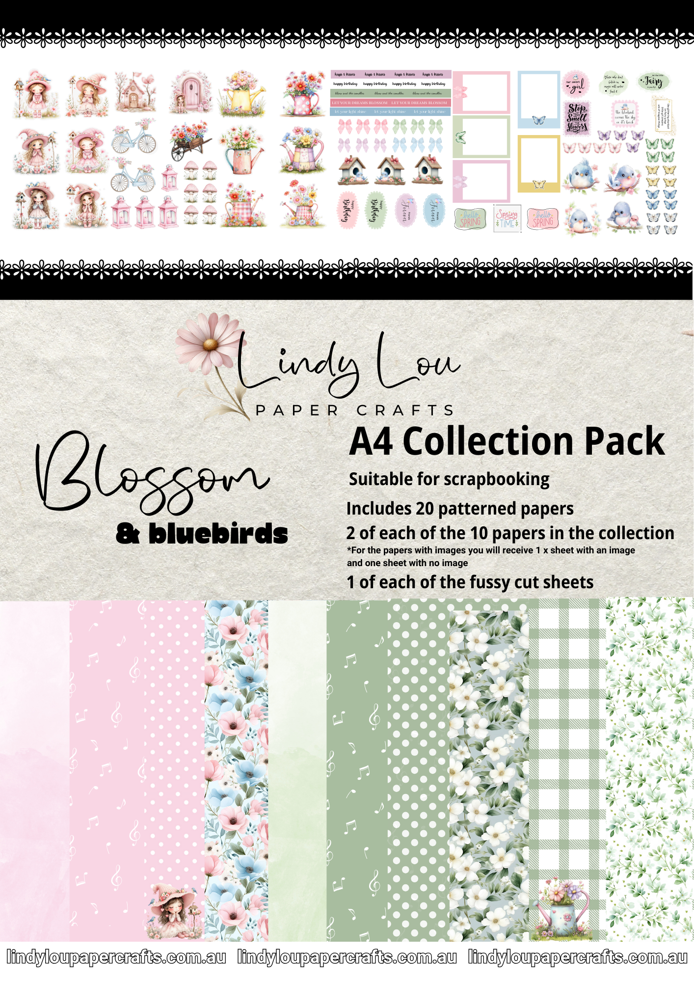 A4 Paper Collection - Blossom & Bluebirds