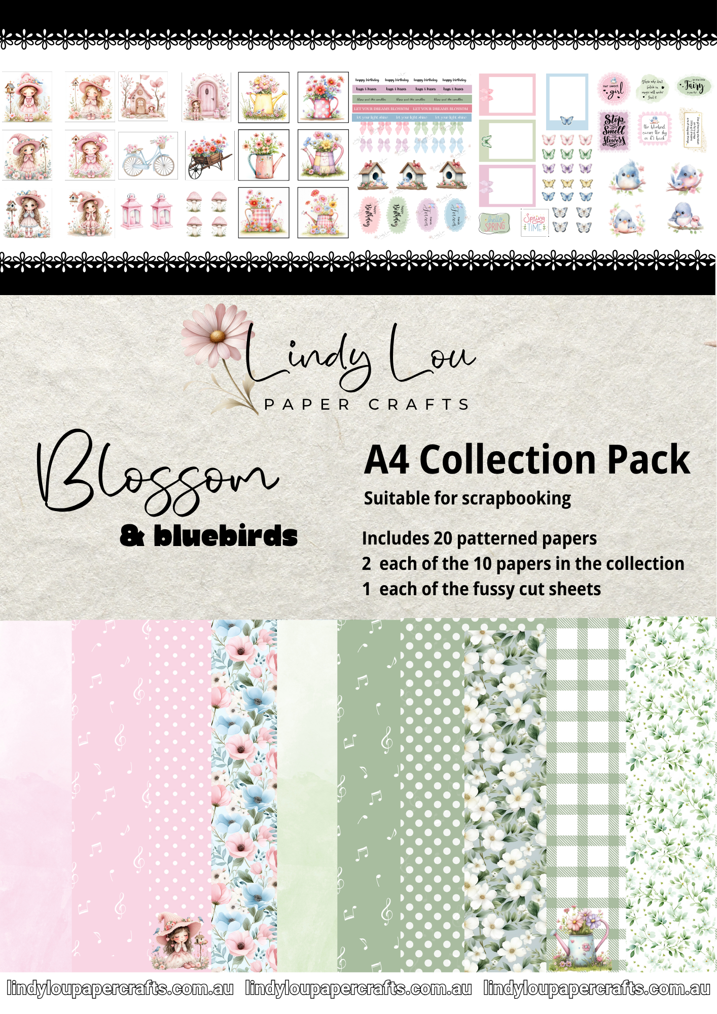 A4 Paper Collection - Blossom & Bluebirds