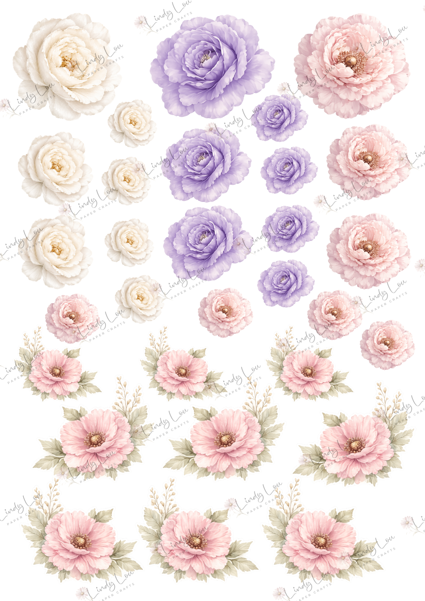 A4 Fussy Cut Sheets - Blooming Lace - Blooming Beauties