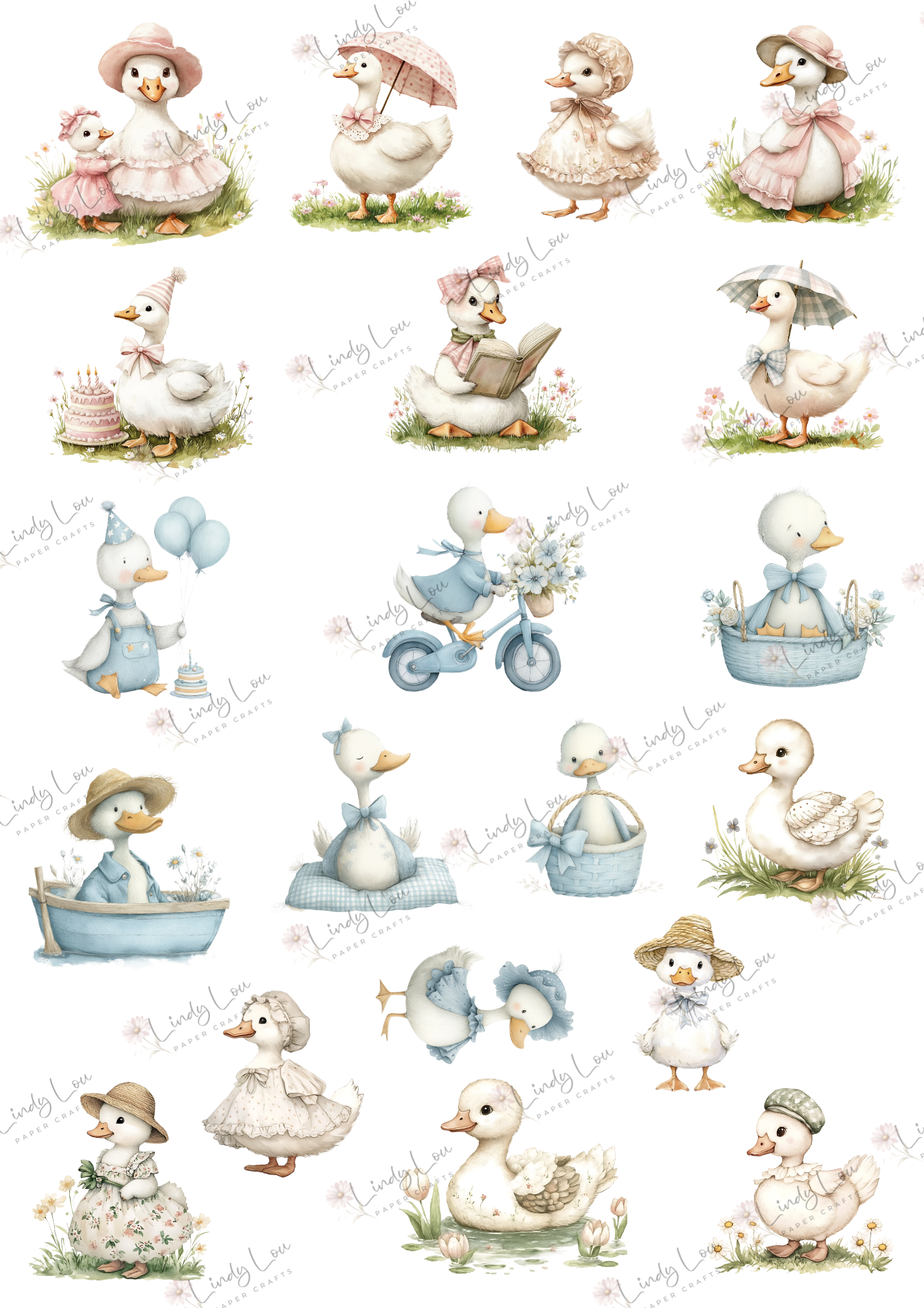 A4 Fussy Cut Sheets - Little Goose Adventures - Goosey Tales