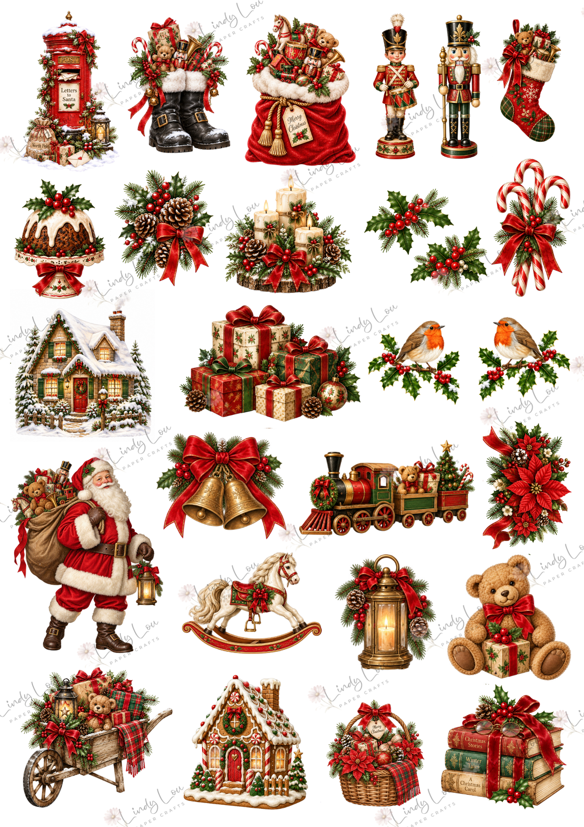 A4 Fussy Cut Sheets - Christmas Past - Treasures of Christmas Past