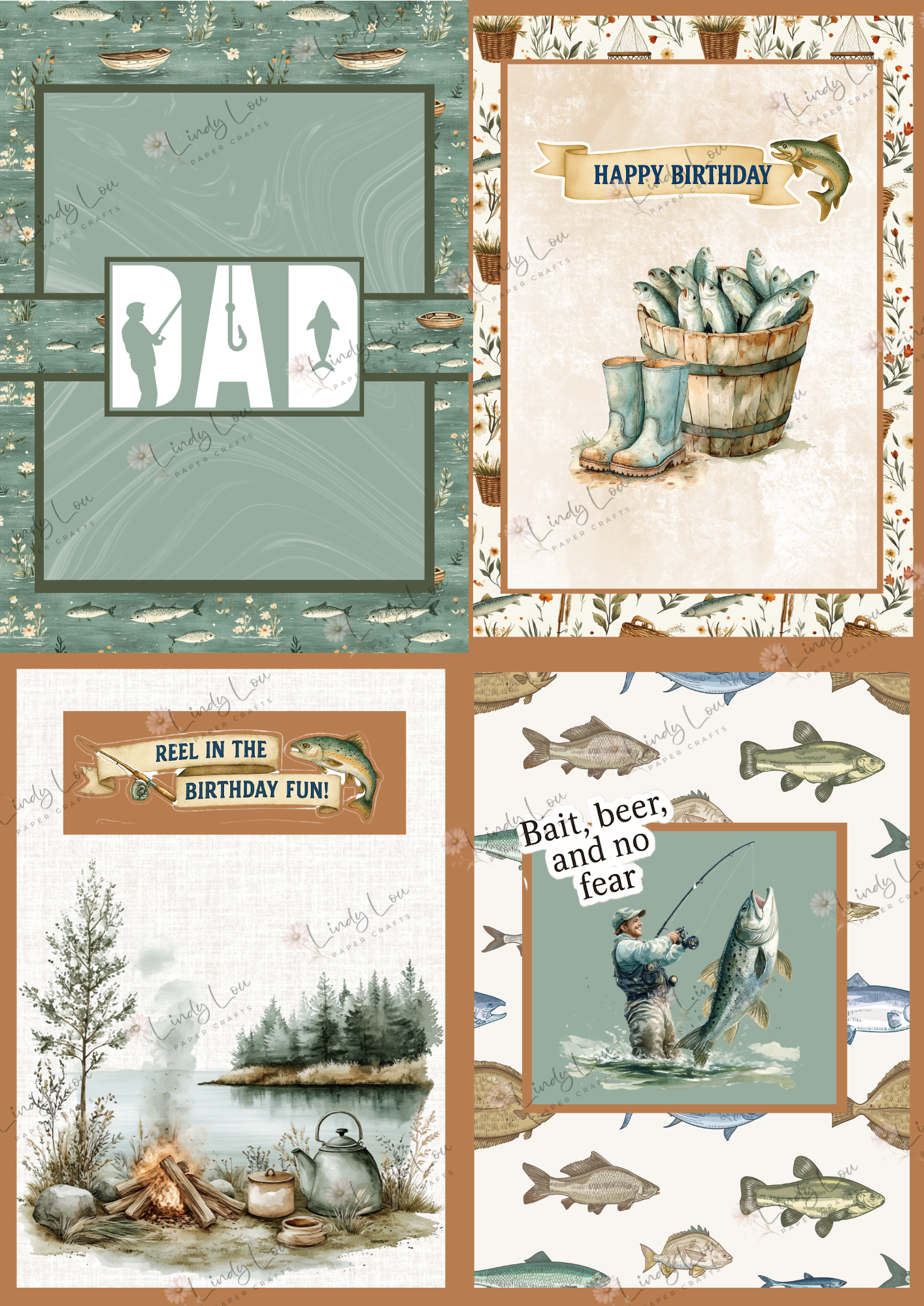 A6 Card Kit - Gone Fishing