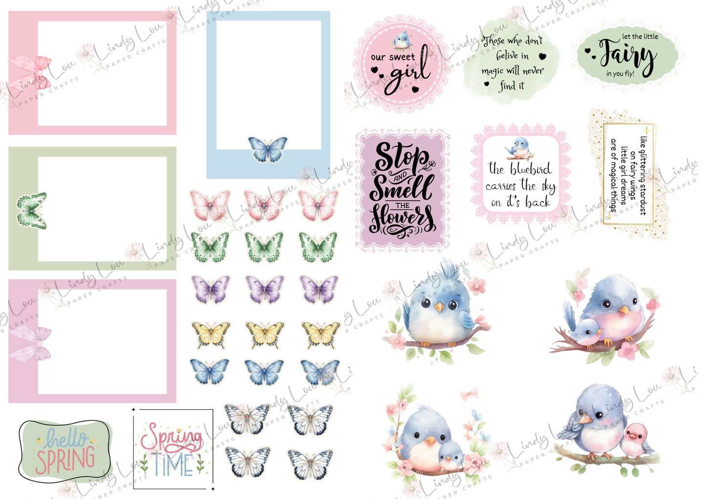 A4 Paper Collection - Blossom & Bluebirds